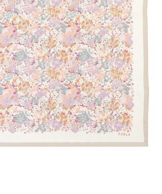 MOONBAT 【シルク100%】フルラ (FURLA) 花柄 シルクプリントスカーフ 65cm×65cm ベージュ