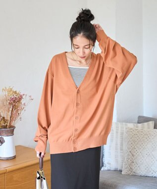 WEGO 【ユニセックス着用ITEM/MLサイズ展開】ドロップショルダーカーディガン オレンジ