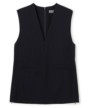 uncrave ウォッシャブルウールライクツイル ジレ ダークネイビー