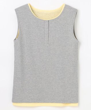 ANY L 【2SET】ツインセットヘンリーネックタンクトップ グレー×イエロー
