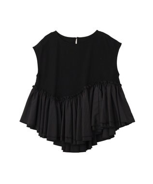 YECCA VECCA アシメペプラムカットソー Black