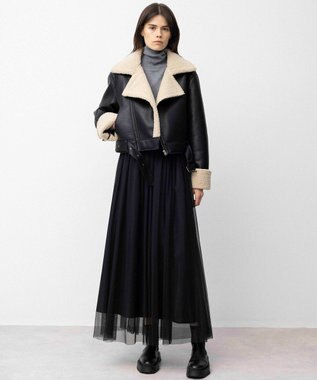 NAVE 【Nave】ヴィーガンムートン ライダースジャケット ブラック系