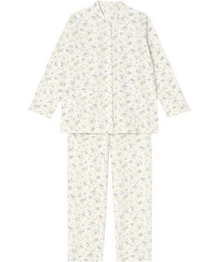 Wing パジャマ 長袖 長ズボン 綿100％(肌側) あったか素材 保温性 ゆったりシルエット シャツタイプ 上下セット レディース EP6001 ウイング／ワコール ホワイト