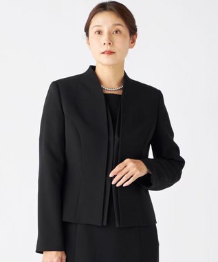 自由区 FORMAL 【洗える/縦横ストレッチ】セオプラスエス横二重ジャケット＋ワンピース ブラック系