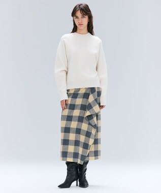 BEIGE， 【洗える】TAFT / コットンカシミヤスウェットニットトップス Bone