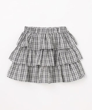 ANY KIDS 【洗濯機可能】ティアード チェックスカパン ブラック