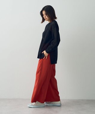 YECCA VECCA サテンタックワイドパンツ Red