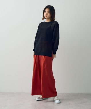 YECCA VECCA サテンタックワイドパンツ Red