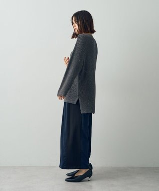 YECCA VECCA サテンタックワイドパンツ Navy