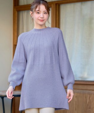 Tiaclasse L 求心片畦ニットチュニック ラベンダー