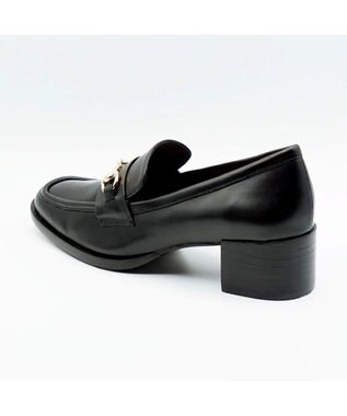 APOM イタリアンレザー ブロックヒールビットローファー45 ブラック