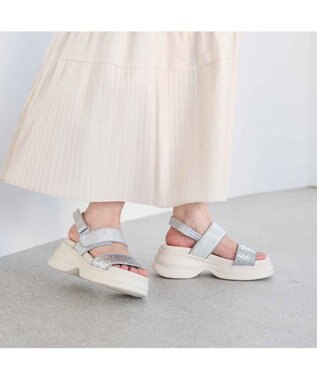 MODE ET JACOMO <MODE ET JACOMO>ボリュームソールグリッターサンダル シルバーメタリック
