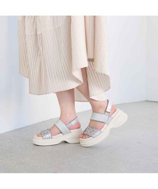 MODE ET JACOMO <MODE ET JACOMO>ボリュームソールグリッターサンダル シルバーメタリック