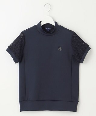 23区GOLF 【WOMEN】【UVケア・吸水速乾】レース袖 モックネックシャツ ネイビー系