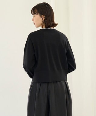 UNFILO ネックビジュー カーディガン ブラック