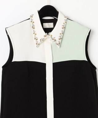 GRACE CONTINENTAL カラーブロックシャツドレス ブラック