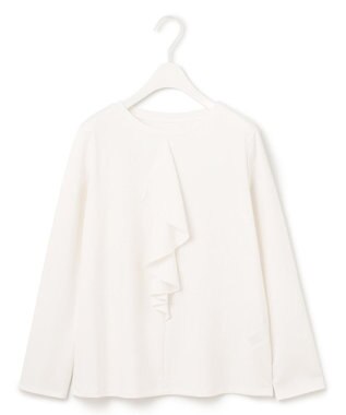 ICB 【洗える】シャイニースムース ドレープフリルカットソー オフホワイト系