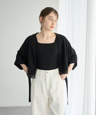 YECCA VECCA 【接触冷感】クロップドデザインジャケット② Black