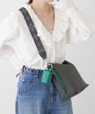 russet カラビナ付き レザーミニポーチ型チャーム(Z-220) Green