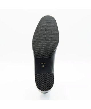 APOM イタリアンレザー ブロックヒールビットローファー45 ブラック