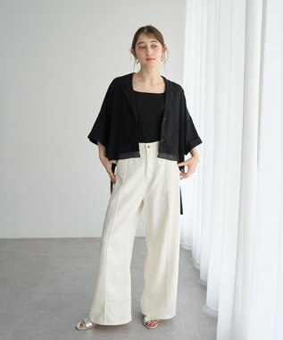 YECCA VECCA 【接触冷感】クロップドデザインジャケット② Black