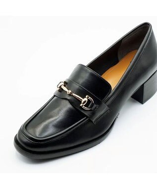 APOM イタリアンレザー ブロックヒールビットローファー45 ブラック