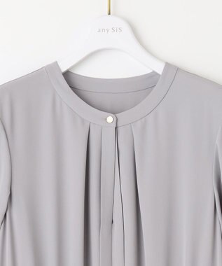 ANY SIS 【AIコラボ】スタンドカラープリーツ ワンピース ライトグレー