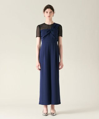 GRACE CONTINENTAL ドレープリボンサロペット ネイビー