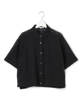 23区 【SLOW/一部店舗限定】モチーフレース 半袖 シャツ ブラック