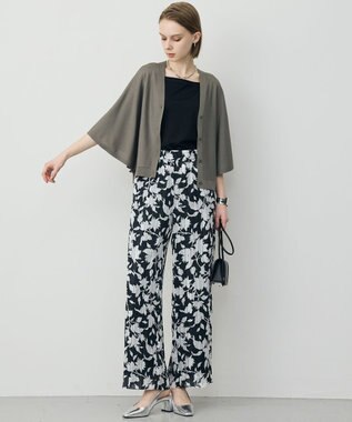 ICB L フライスリーブ Vネックカーディガン スティールカーキ