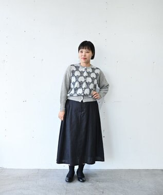 muuc 〈ロングシーズン心地良いウールリネン生地〉後ろウエストゴム有り 両サイドにベルト調節有り 裏地有り スカート ブラック