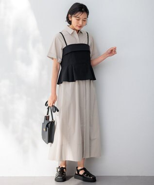 23区 S 【CLASSY.コラボ】ビスチェコンビ シャツワンピース 【WEB限定】ベージュ×ブラック