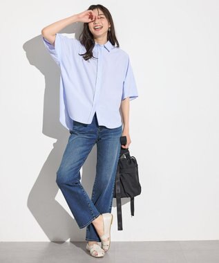 ANY 【接触冷感/UVカット/抗菌防臭/速乾】エニィファンクション半袖シャツブラウス ライトブルー