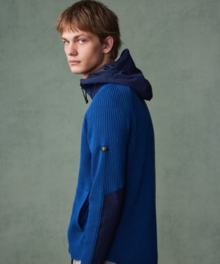 JOSEPH ABBOUD MOUNTAIN 【軽さ/ストレッチ】 CORDURA COTTON アウトドアニットパーカー ブルー系