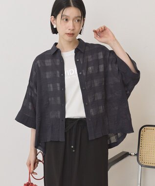 AMERICAN HOLIC シアーチェックショート丈シャツ Black