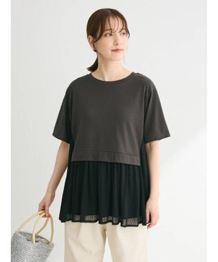 Green Parks メッシュドッキングチュニック Charcoal Gray