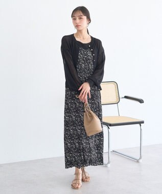 earth music&ecology ボタンアソートクルーネックカーディガン Black