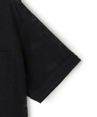 23区 【SLOW/一部店舗限定】モチーフレース 半袖 シャツ ブラック