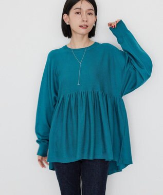 AMERICAN HOLIC ティアードギャザーニットプルオーバー Blue Green