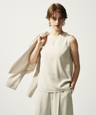 uncrave クールタッチツイル スリットブラウス グレージュ