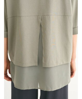 Green Parks ５分袖裾シアードッキングチュニック Khaki