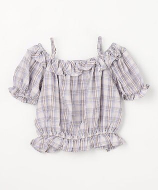 ANY KIDS 【洗濯機可能】2WAY チェックブラウス ブラウン