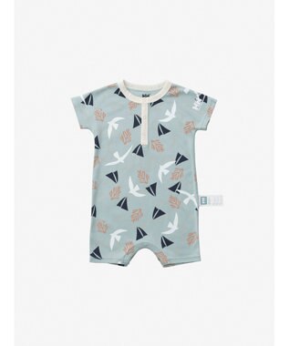 HELLY HANSEN 【ベビー・抗菌防臭・記名ラベル付】マイファーストHHショートスリーブプリントロンパース ミスティグレー