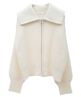 Green Parks Ｚｉｐ付きコンパクトニットカーディガン Ecru