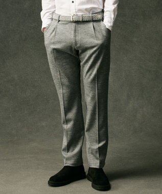 JOSEPH ABBOUD 【キングサイズ・軽量/ストレッチ/尾州産ジャージー素材】ウールミルドジャージータック パンツ ライトグレー系