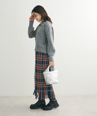 Green Parks Ｚｉｐ付きコンパクトニットカーディガン Gray Mixture