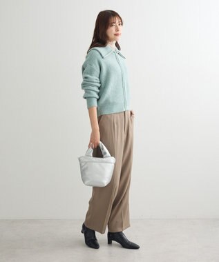 Green Parks Ｚｉｐ付きコンパクトニットカーディガン Light Green