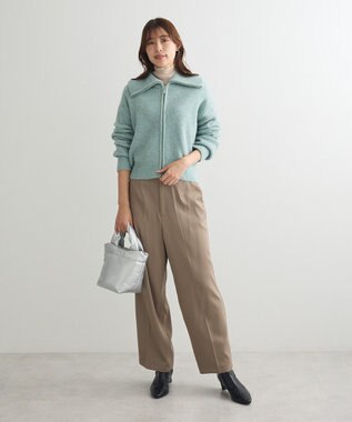 Green Parks Ｚｉｐ付きコンパクトニットカーディガン Light Green