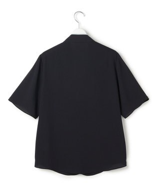 ICB L 【新色追加】BackSatinAmunzen 5分袖配色ボウタイブラウス ネイビー×ダークセージ