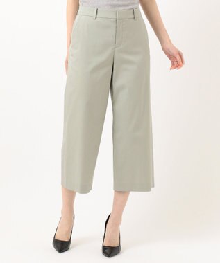 J.PRESS LADIES 【シワになりにくい】コットンフィッティーシャーク ワイドパンツ ライトグリーン系